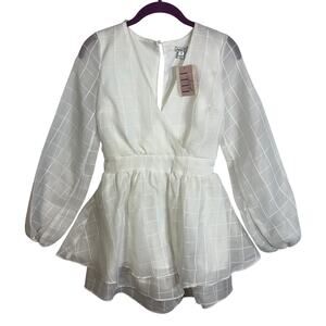 NWT Dress Day White Chiffon Lined Dress Women's Size Small S